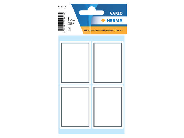 Etiket HERMA 5713 40x55mm schrift grijs kader 24st