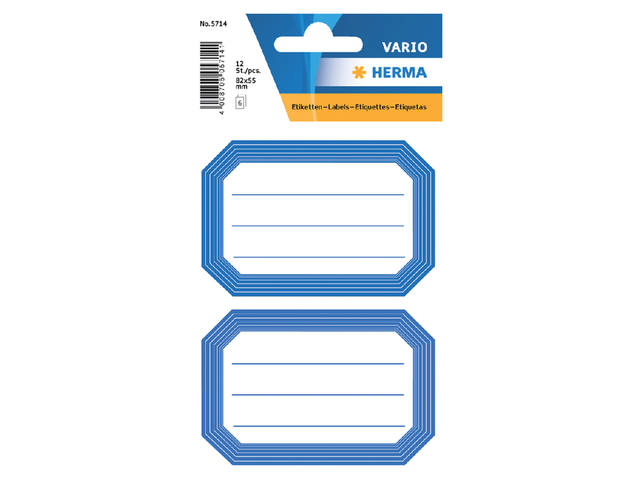 Etiket HERMA 5714 82x55mm schrift blauwe rand 12st