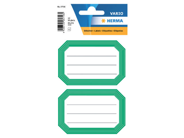 Etiket HERMA 5716 82x55mm schrift groene rand 12st