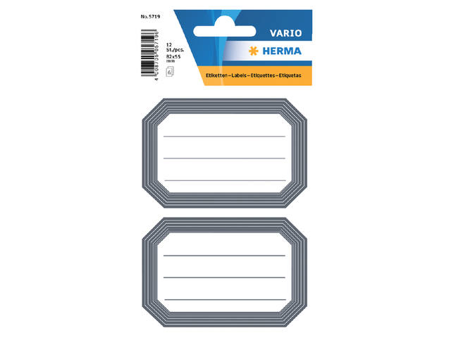 Etiket HERMA 5719 82x55mm schrift grijze rand 12st