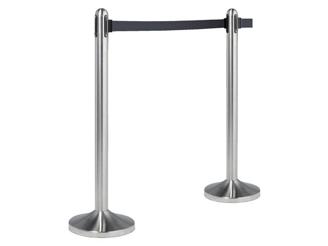 Afzetpaal Securit RVS met rolband 210cm zwart
