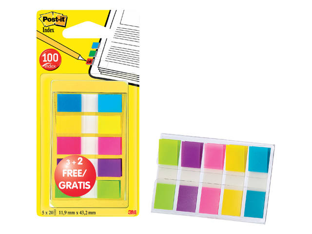 Indextabs Post-it 6835 11.9x43.1mm 3+2 assorti
