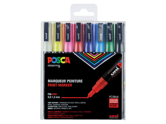 Paintmarker Uni POSCA PC3M F 8st assorti