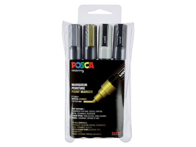Paintmarker Uni POSCA PC5M M 4st assorti