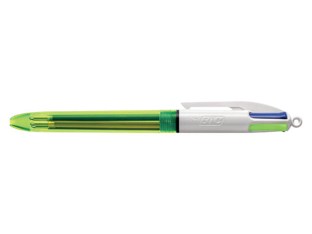 Balpen Bic 4kleuren M fluor geel