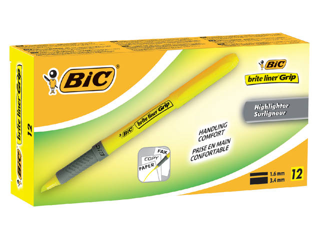 Markeerstift Bic brite liner grip geel