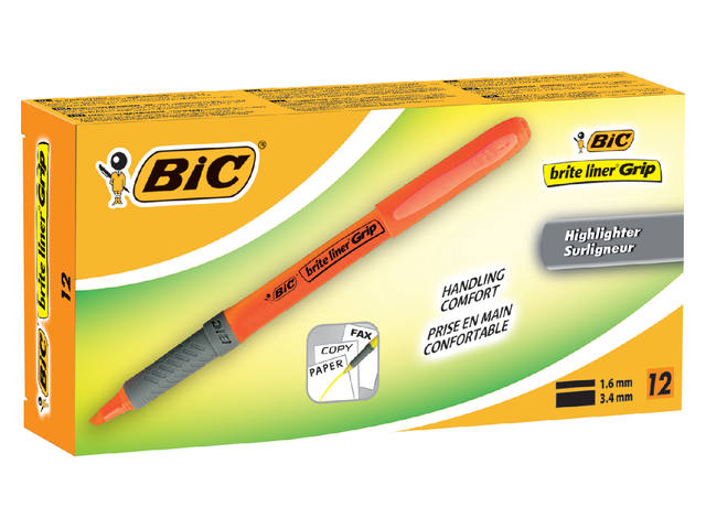 Markeerstift Bic brite liner grip oranje