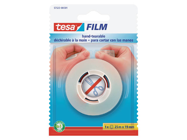 Plakband tesafilm 25mx19mm handscheurbaar tr