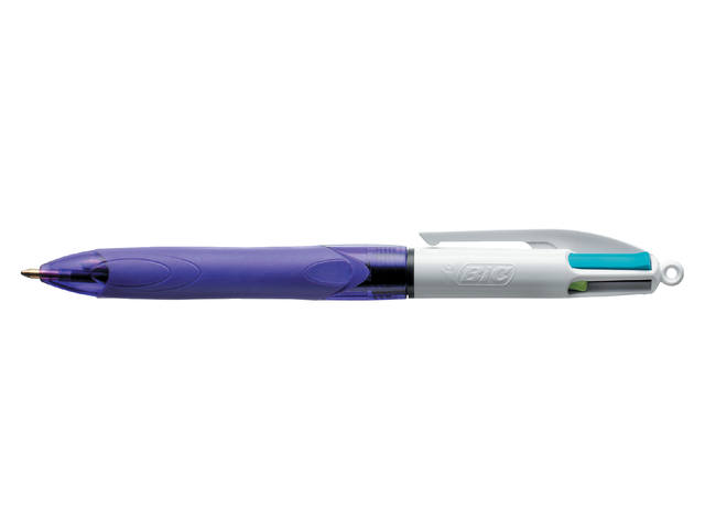 Balpen Bic 4kleuren grip fashion M paars