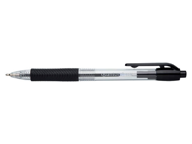 Balpen Quantore rubberen grip drukknop zwart