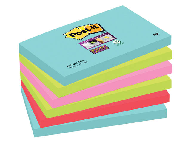 Memoblok  Post-it 655 Super Sticky 76x127mm Cosmic