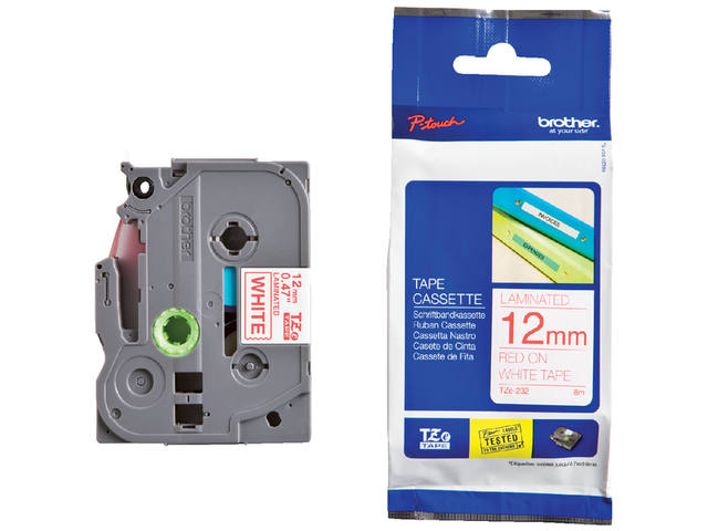Labeltape Brother Ptouch TZe232 12mm wit