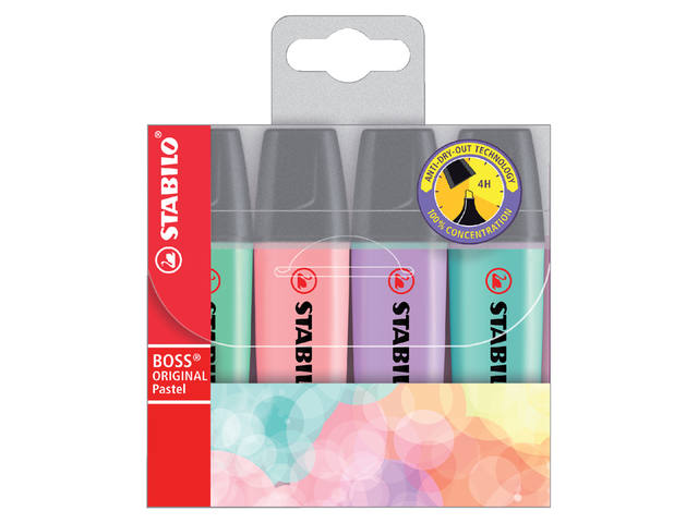 Markeerstift STABILO BOSS 70/4 4st pastel assorti