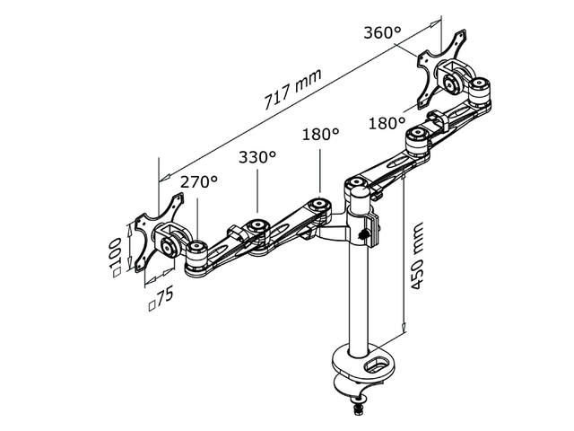 Monitorarm Neomounts D935DG 10 27 inch doorvoer zi