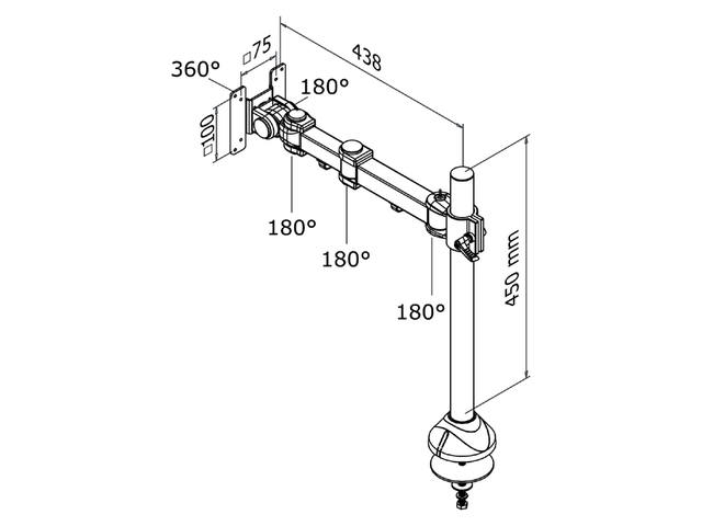 Monitorarm Neomounts D960G 10 30 inch doorvoer zw