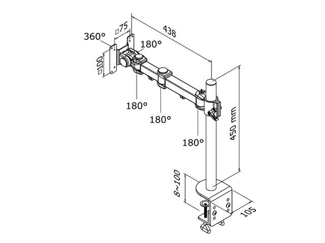 Monitorarm Neomounts D960 10 30 inch klem zwart