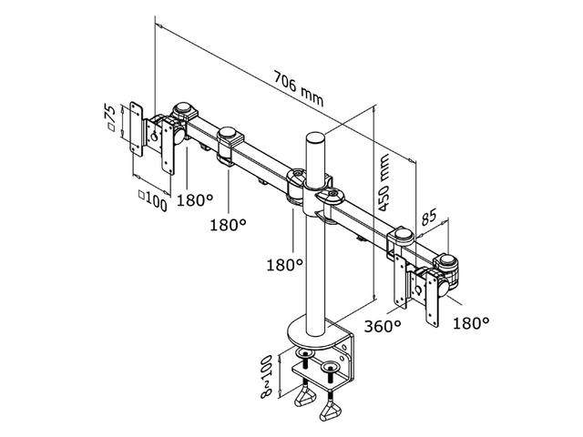 Monitorarm Neomounts D960D 2x 10 27 inch klem zw