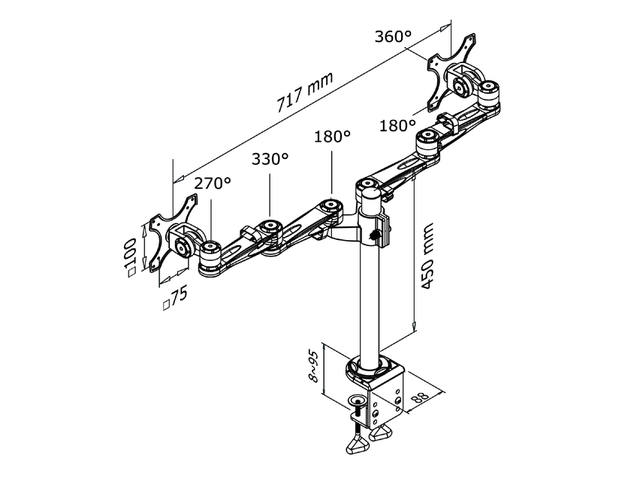 Monitorarm Neomounts D935D 2x 10 27 inch klem zi