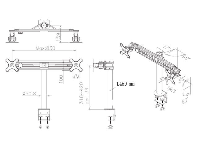 Monitorarm Neomounts D700D 2x 19 30 inch klem zw