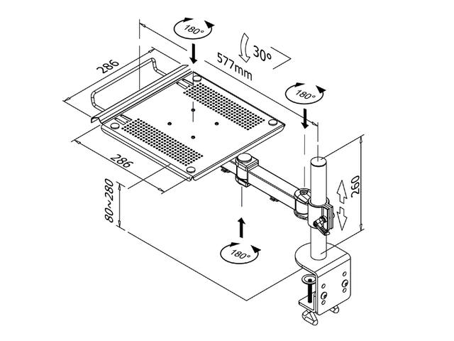 Laptoparm Neomounts D100 klem zwart