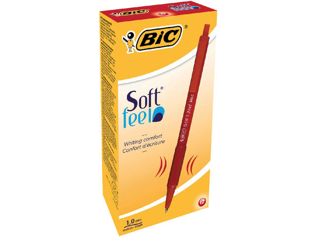Balpen Bic soft feel clic M rood