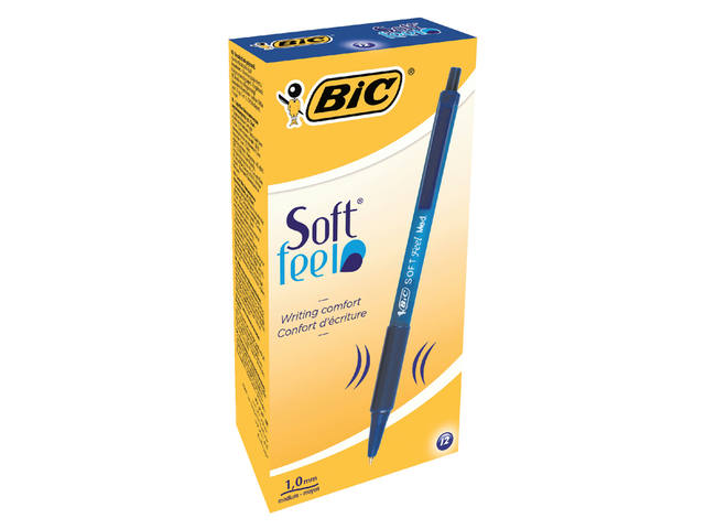 Balpen Bic soft feel clic M blauw