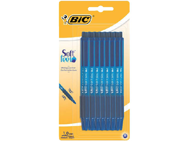 Balpen Bic soft feel clic M blauw