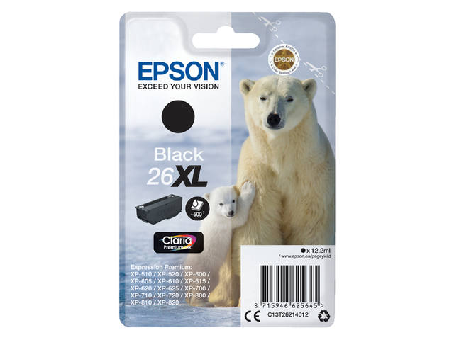Inktcartridge Epson 26XL T2621 zwart