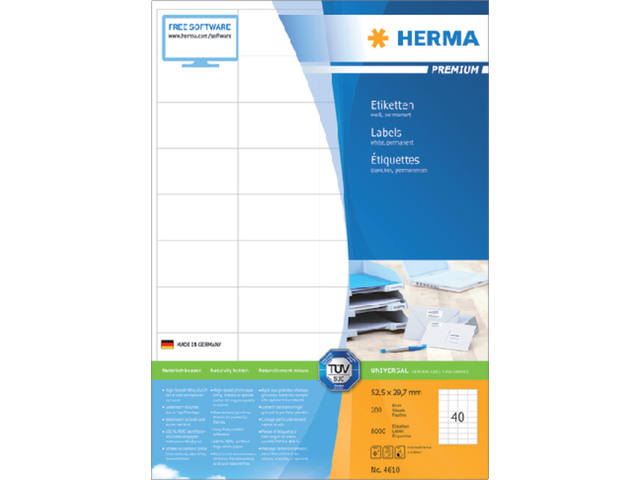 Etiket HERMA 4610 52.5x29.7mm prem wit 8000st