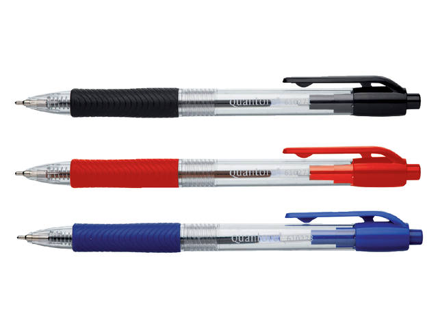 Balpen Quantore rubberen grip drukknop rood