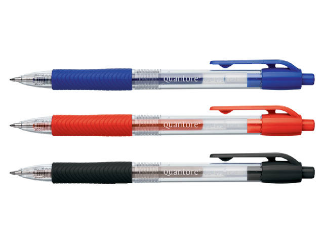 Gelschrijver Quantore grip drukknop 0.7mm zwart