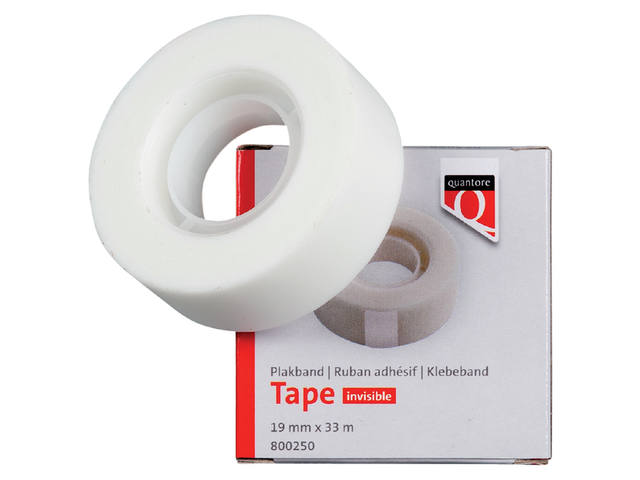 Plakband Quantore 19mmx33m kleine kern onzichtbaar