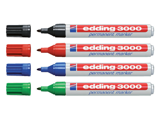 Viltstift edding 3000 rond 1.5-3mm blist4 assorti