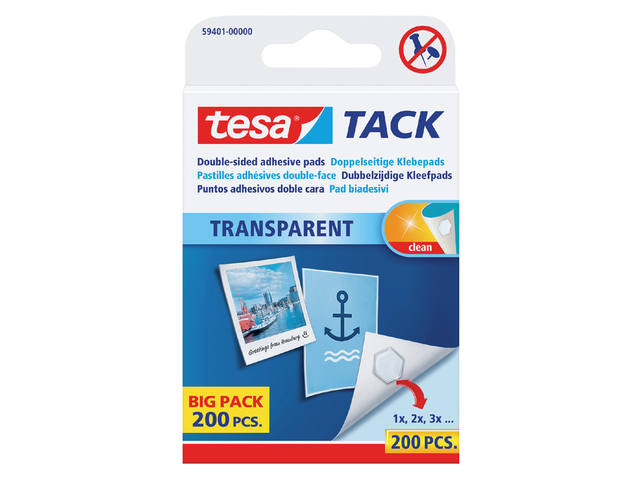 Kleefpads tesa TACK dubbelzijdig transparant 200st