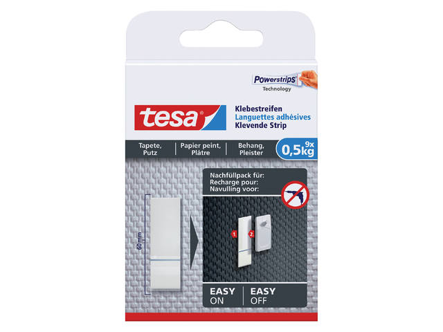Kleefstrips tesa behang en pleisterwerk 0.5kg wit