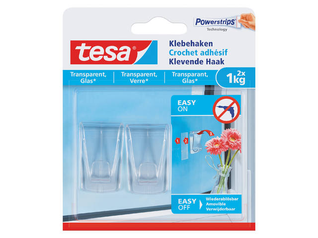 Klevende haak tesa 1kg transparant