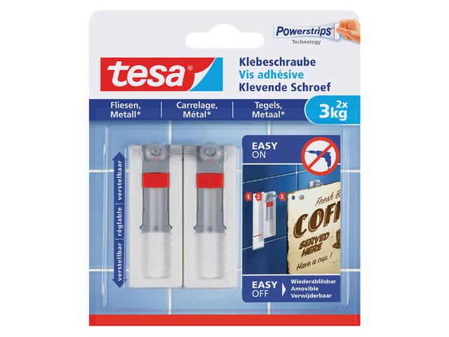 Klevende schroef tesa tegels metaal 3kg verstelb
