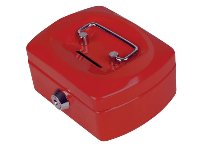 Geldkist Pavo met muntgleuf 125x95x60mm rood