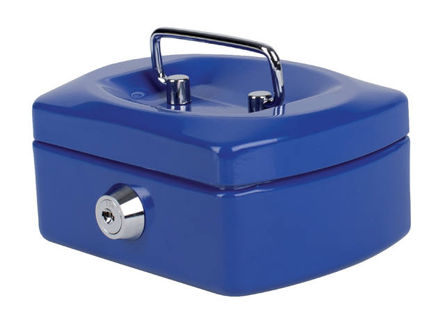 Geldkist Pavo met muntgleuf 125x95x60mm blauw