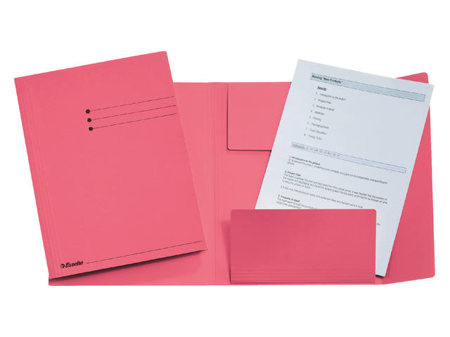 Dossiermap Esselte folio 3klep manilla 275gr roze