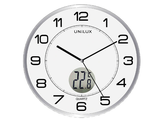 Wandklok Unilux Tempus dia 30.5cm lichtgrijs/wit