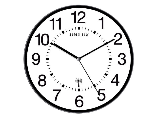 Wandklok Unilux Wave radio dia 30cm zwart/wit