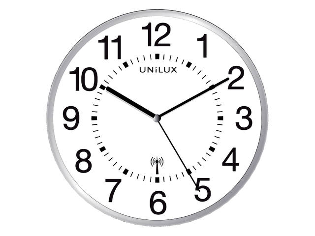 Wandklok Unilux Wave radio dia 30cm zilvergrijs/wt