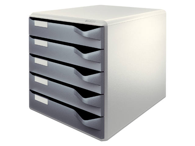 Ladenblok Leitz A4 5 laden donkergrijs/wit