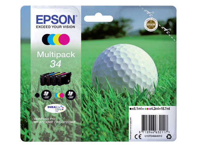 Inktcartridge Epson 34 T3466 zwart + 3 kleuren