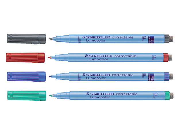 Viltstift Staedtler OHP Lumo F 305 correctable zw