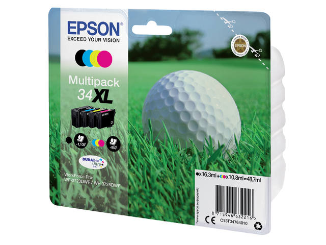 Inktcartridge Epson 34XL T3476 zwart + 3 kleuren