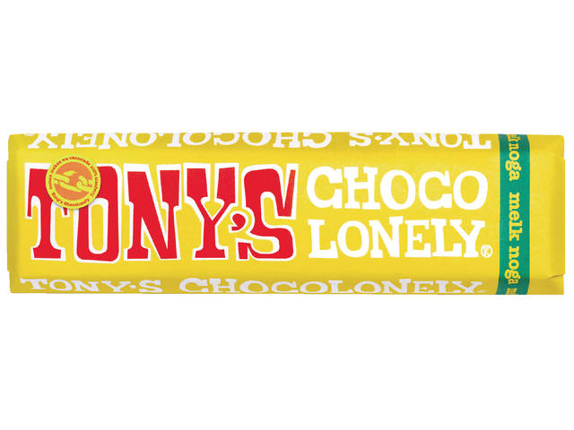 Chocolade Tony Chocolonely melk noga reep 47gr