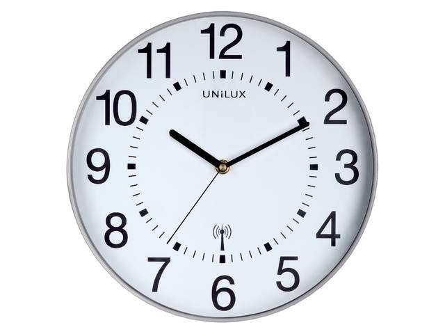 Wandklok Unilux Wave radio dia 30cm zilvergrijs/wt