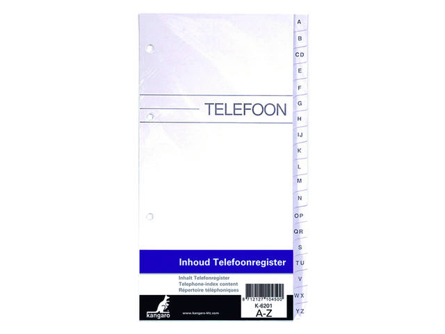 Telefoonregister navulling Kan A-Z 200x100mm 4r